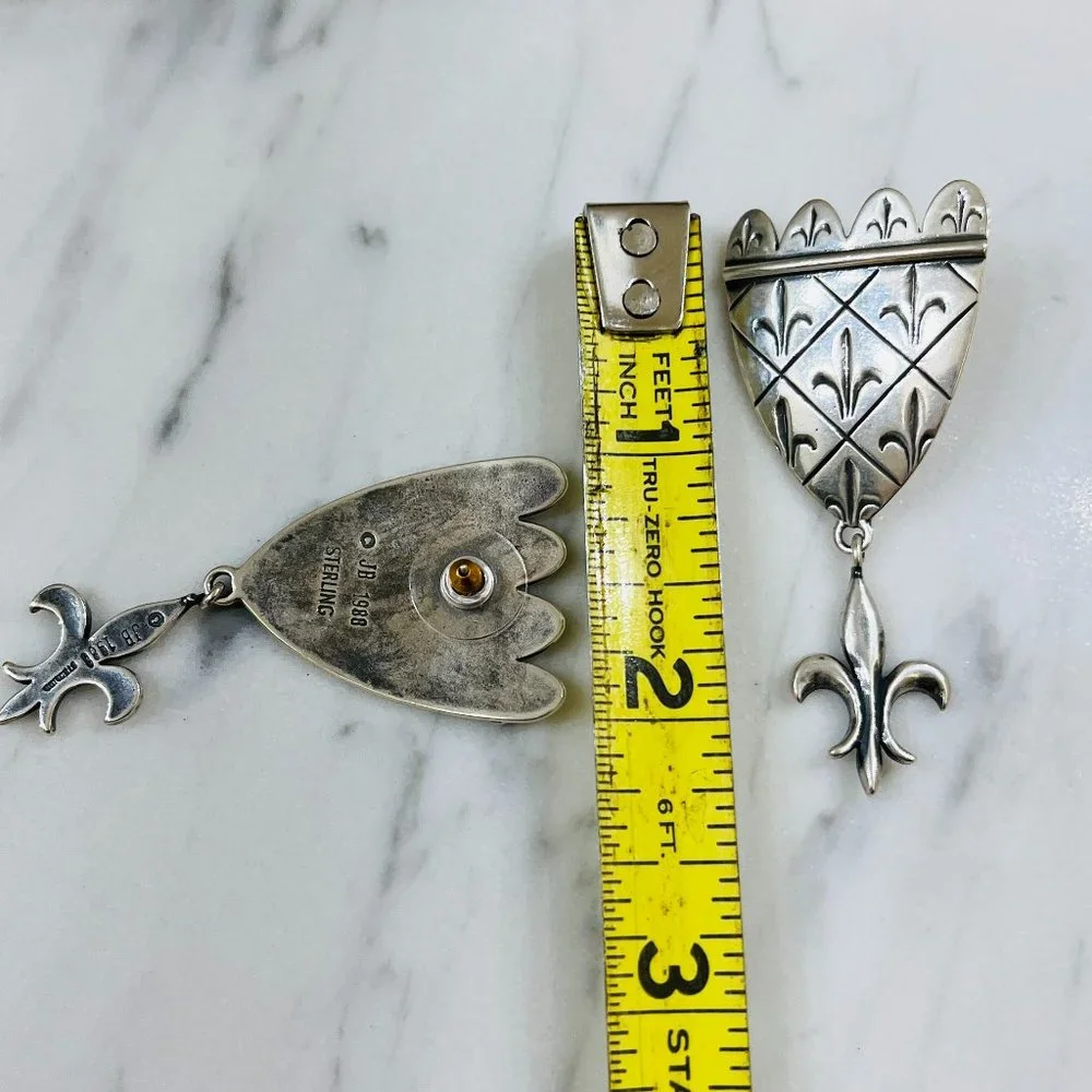 ❤️SOLD❤️VTG Sterling Fleur-de-lis earing's designed Jacqueline Barnett - Picture 6 of 6